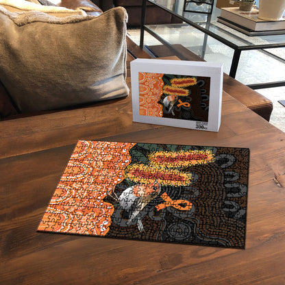 Australia Leukemia Support Puzzle Flame Robin Bottlebrush Aboriginal Art