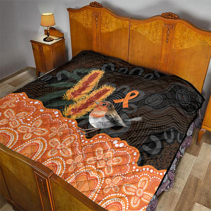 Australia Leukemia Support Quilt Flame Robin Bottlebrush Aboriginal Art