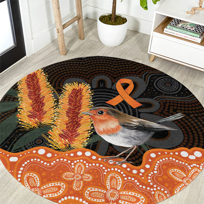 Australia Leukemia Support Round Carpet Flame Robin Bottlebrush Aboriginal Art
