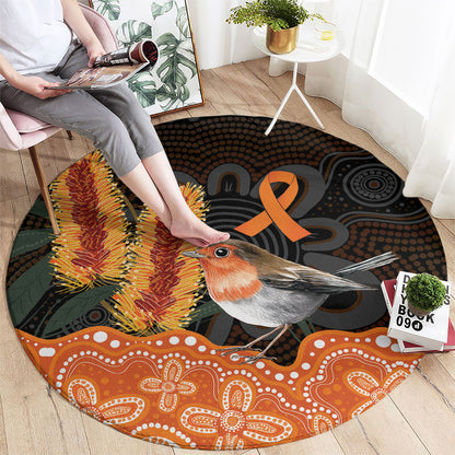 Australia Leukemia Support Round Carpet Flame Robin Bottlebrush Aboriginal Art
