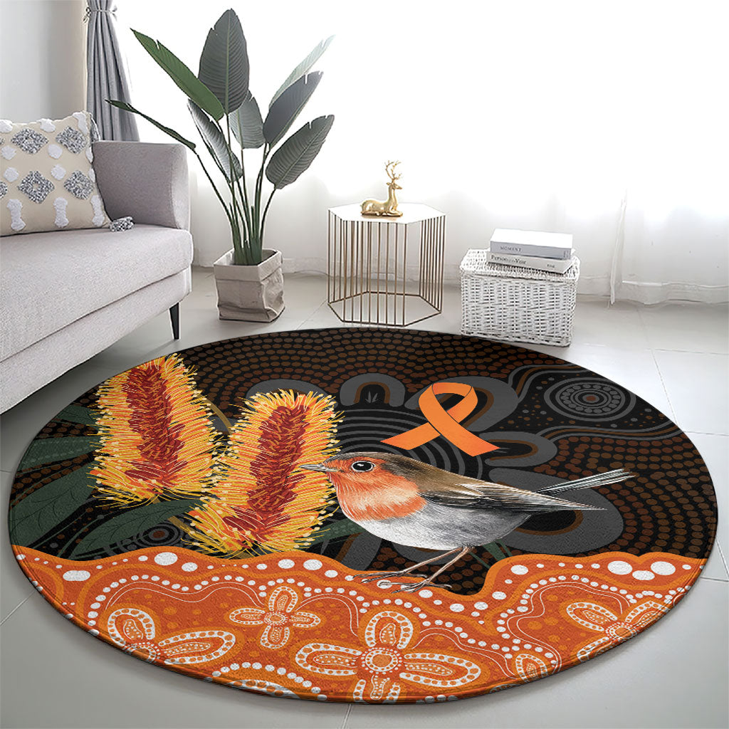 Australia Leukemia Support Round Carpet Flame Robin Bottlebrush Aboriginal Art