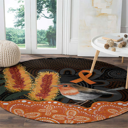 Australia Leukemia Support Round Carpet Flame Robin Bottlebrush Aboriginal Art