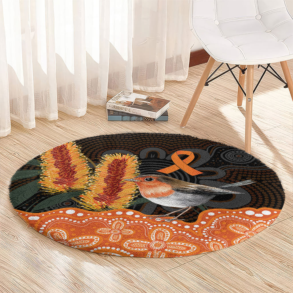Australia Leukemia Support Round Carpet Flame Robin Bottlebrush Aboriginal Art