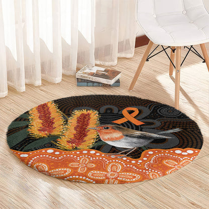 Australia Leukemia Support Round Carpet Flame Robin Bottlebrush Aboriginal Art