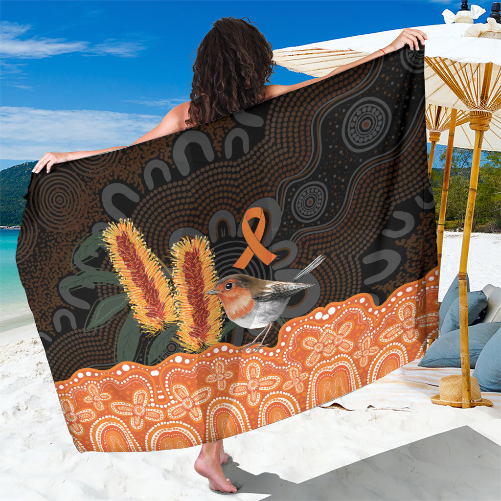 Australia Leukemia Support Sarong Flame Robin Bottlebrush Aboriginal Art