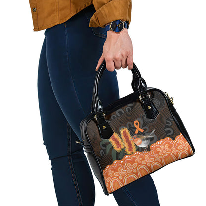 Australia Leukemia Support Shoulder Handbag Flame Robin Bottlebrush Aboriginal Art