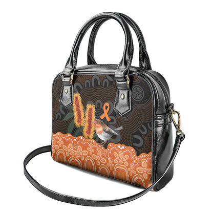 Australia Leukemia Support Shoulder Handbag Flame Robin Bottlebrush Aboriginal Art