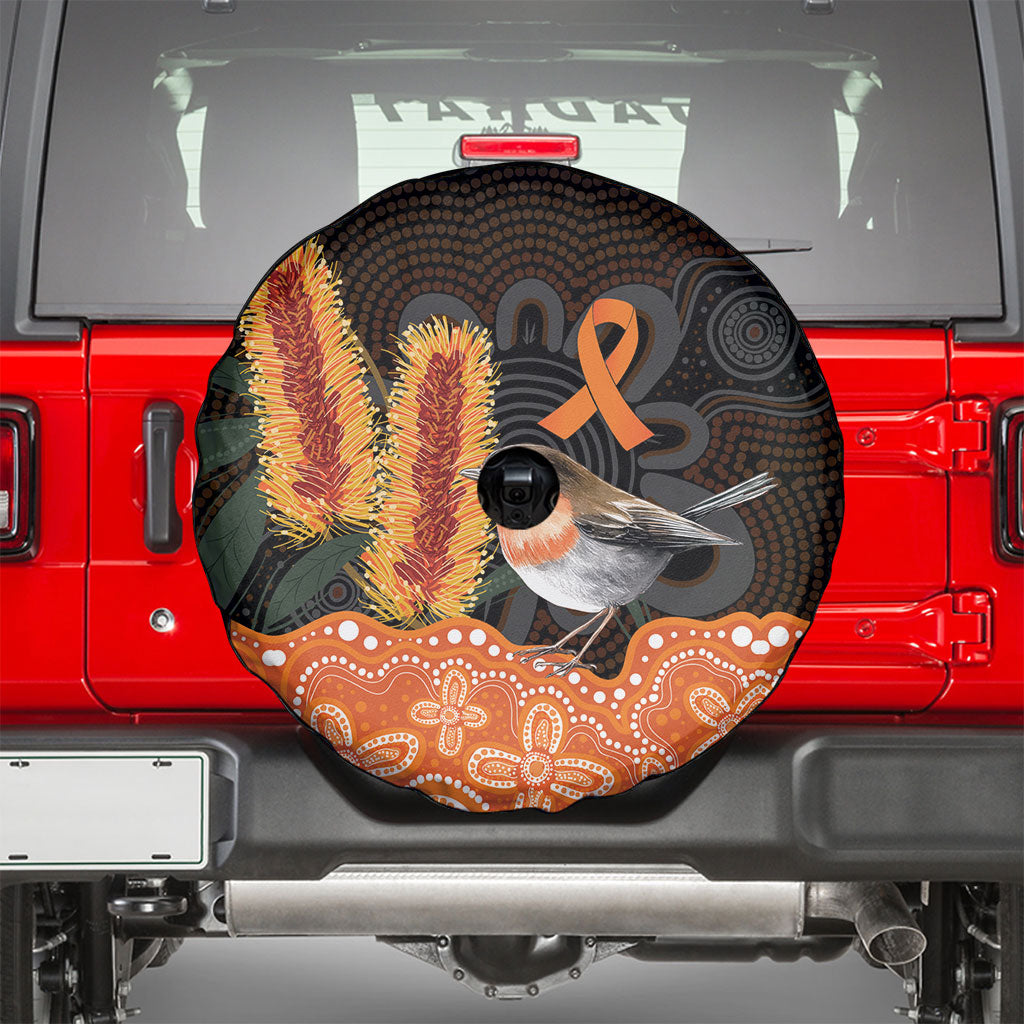 Australia Leukemia Support Spare Tire Cover Flame Robin Bottlebrush Aboriginal Art