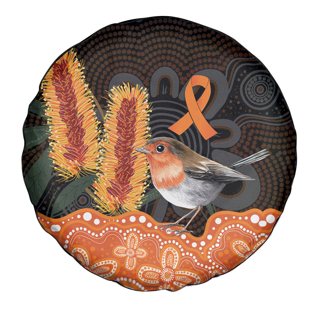 Australia Leukemia Support Spare Tire Cover Flame Robin Bottlebrush Aboriginal Art