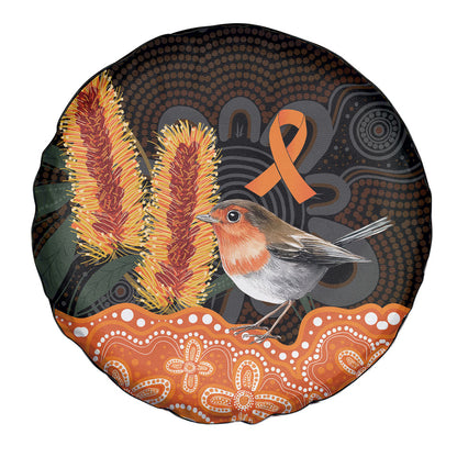 Australia Leukemia Support Spare Tire Cover Flame Robin Bottlebrush Aboriginal Art