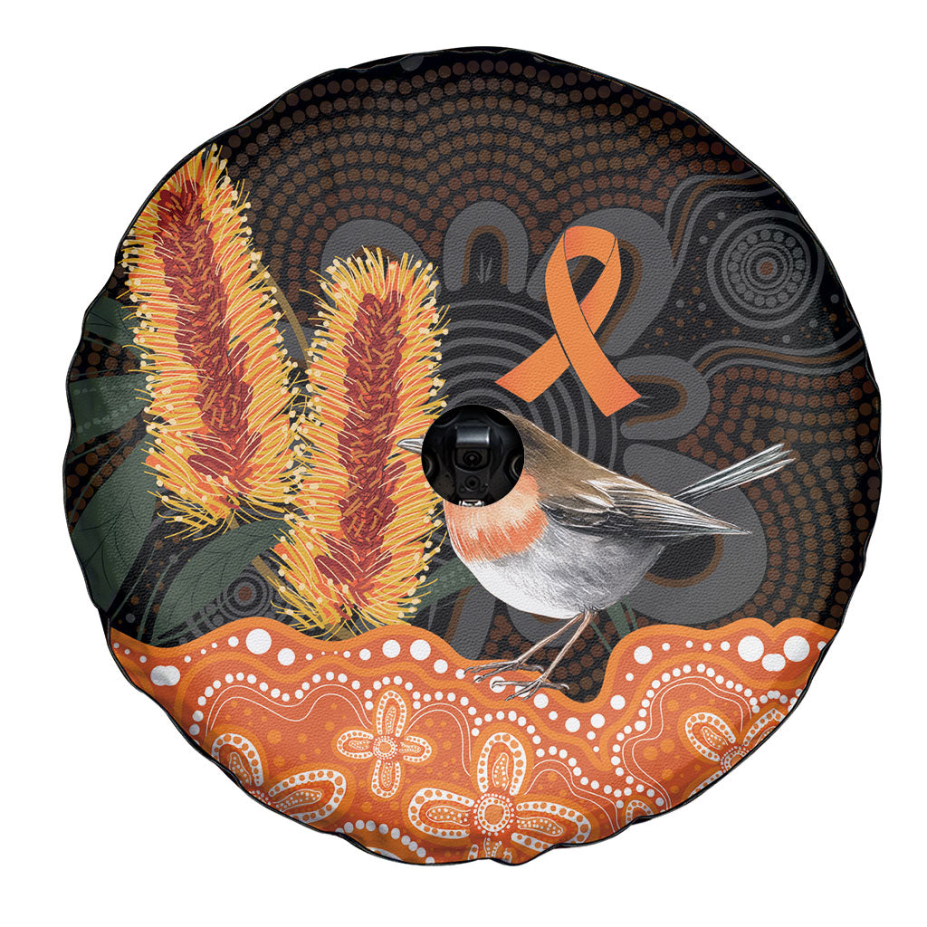 Australia Leukemia Support Spare Tire Cover Flame Robin Bottlebrush Aboriginal Art