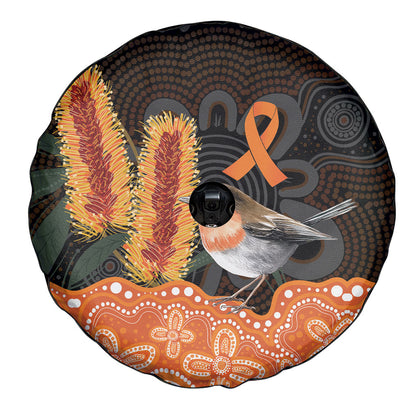 Australia Leukemia Support Spare Tire Cover Flame Robin Bottlebrush Aboriginal Art