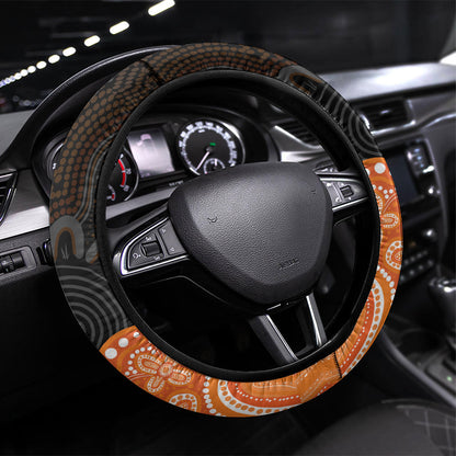 Australia Leukemia Support Steering Wheel Cover Flame Robin Bottlebrush Aboriginal Art