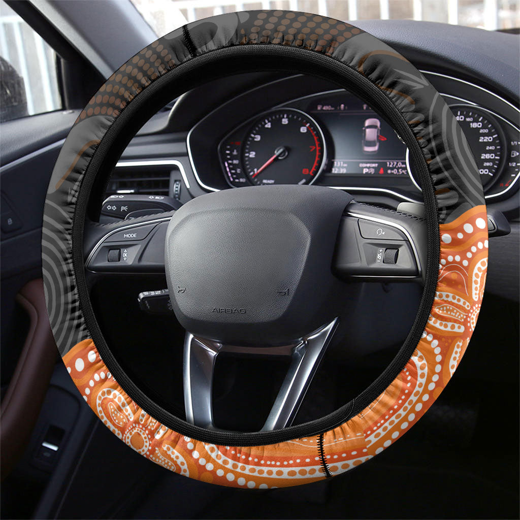 Australia Leukemia Support Steering Wheel Cover Flame Robin Bottlebrush Aboriginal Art