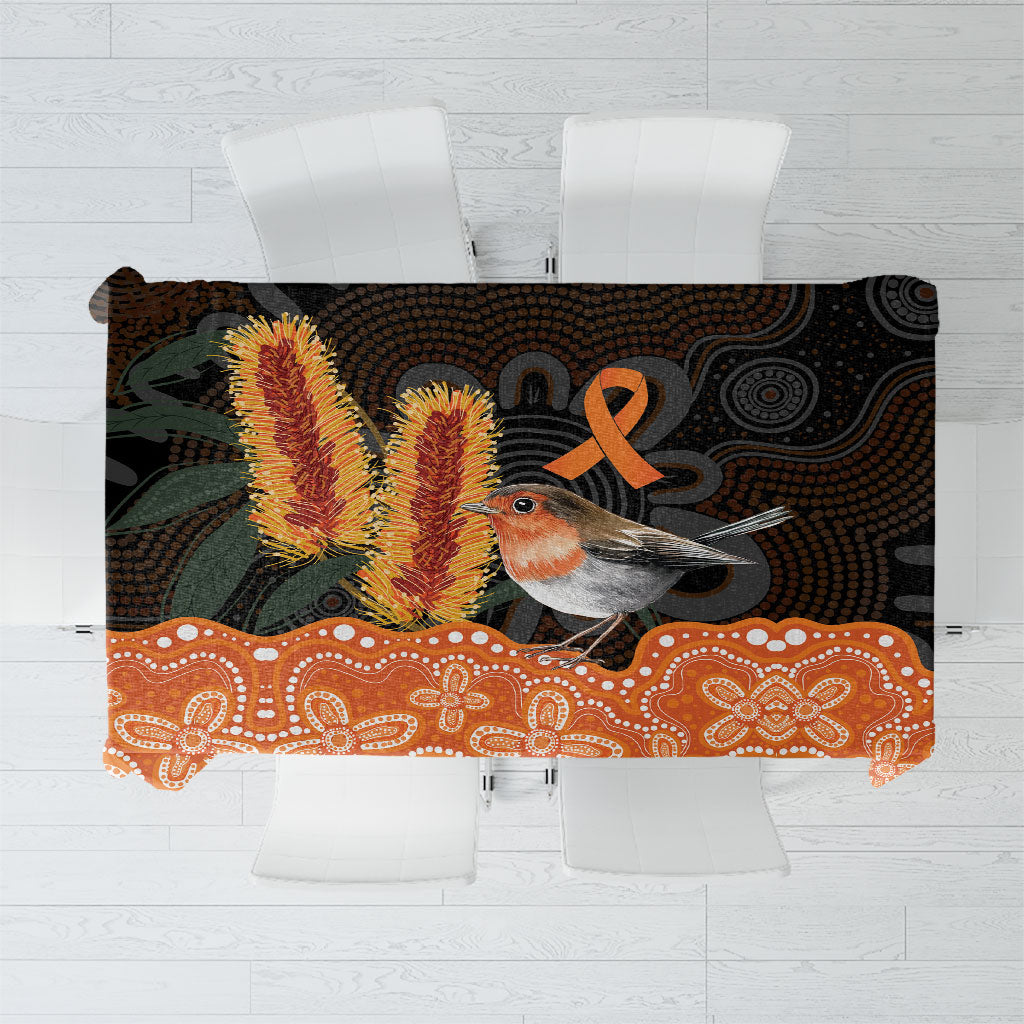 Australia Leukemia Support Tablecloth Flame Robin Bottlebrush Aboriginal Art