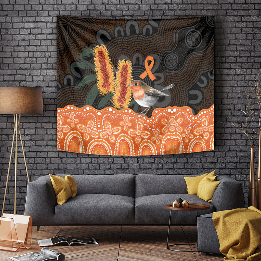 Australia Leukemia Support Tapestry Flame Robin Bottlebrush Aboriginal Art