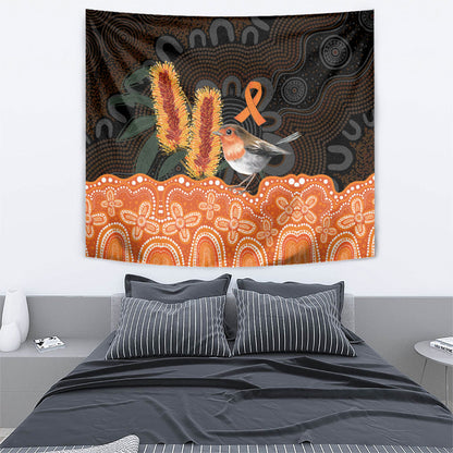 Australia Leukemia Support Tapestry Flame Robin Bottlebrush Aboriginal Art