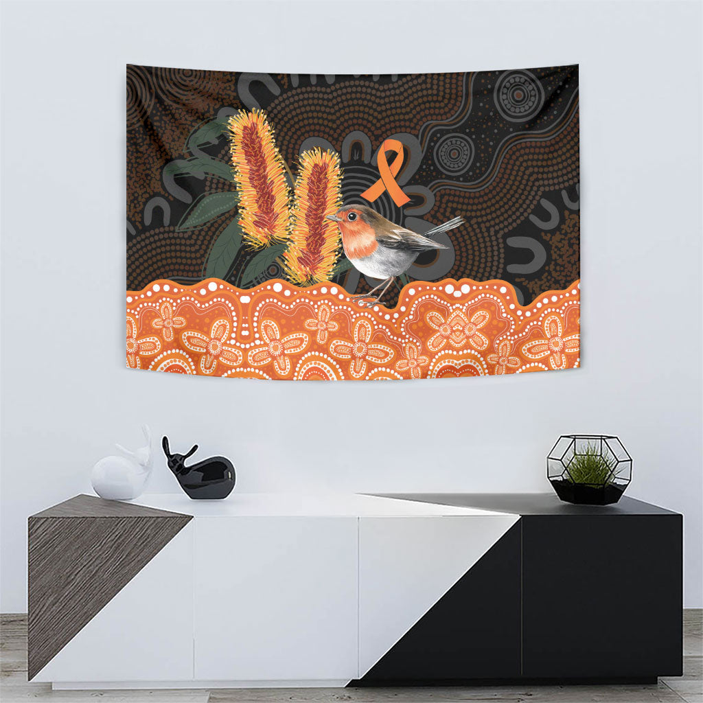 Australia Leukemia Support Tapestry Flame Robin Bottlebrush Aboriginal Art