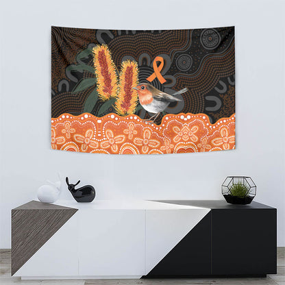 Australia Leukemia Support Tapestry Flame Robin Bottlebrush Aboriginal Art