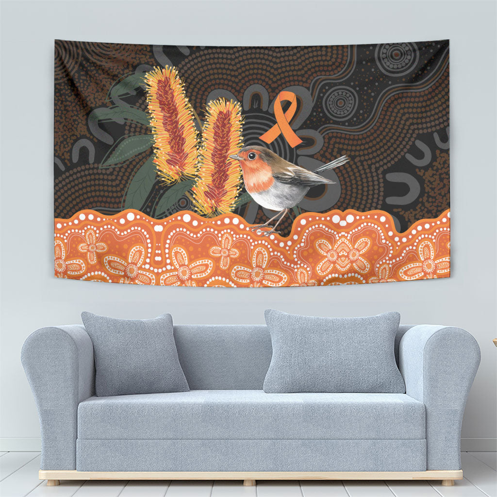 Australia Leukemia Support Tapestry Flame Robin Bottlebrush Aboriginal Art