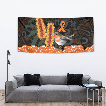 Australia Leukemia Support Tapestry Flame Robin Bottlebrush Aboriginal Art