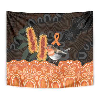 Australia Leukemia Support Tapestry Flame Robin Bottlebrush Aboriginal Art
