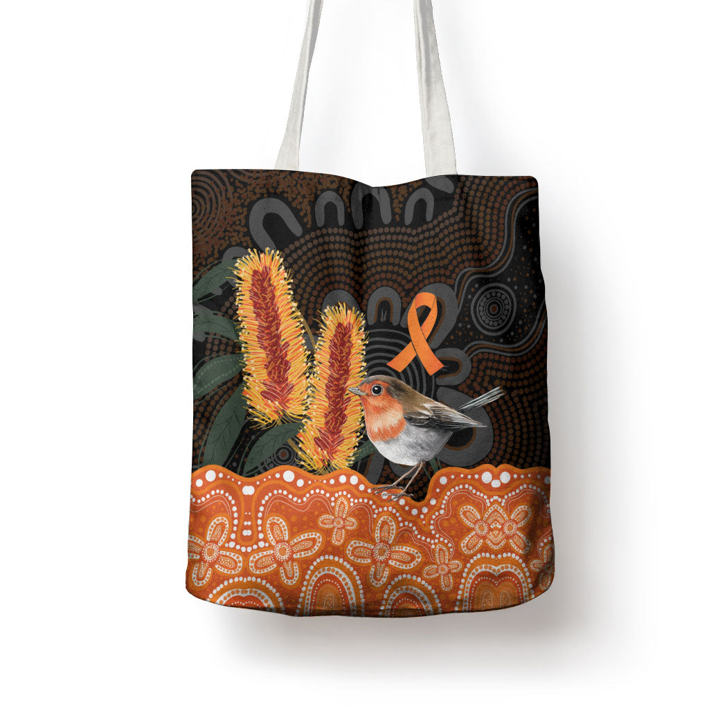 Australia Leukemia Support Tote Bag Flame Robin Bottlebrush Aboriginal Art