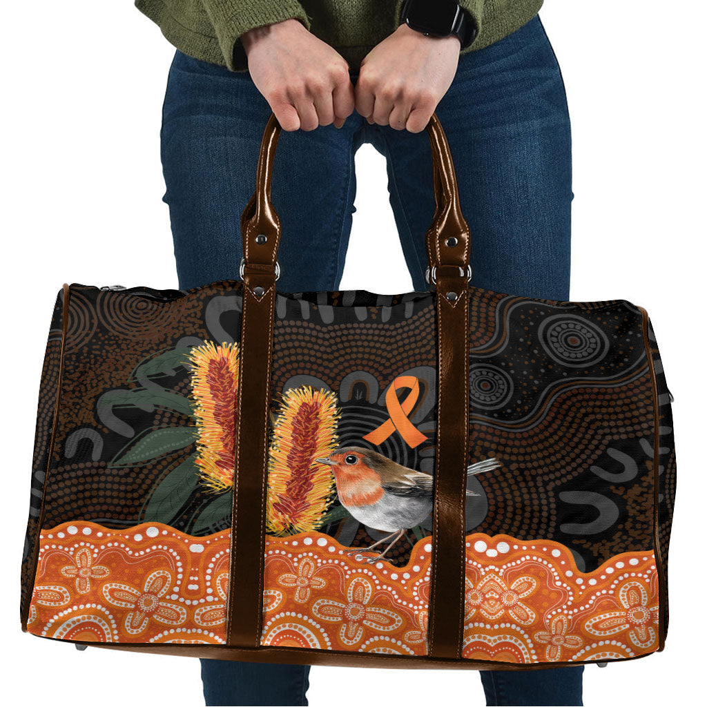 Australia Leukemia Support Travel Bag Flame Robin Bottlebrush Aboriginal Art