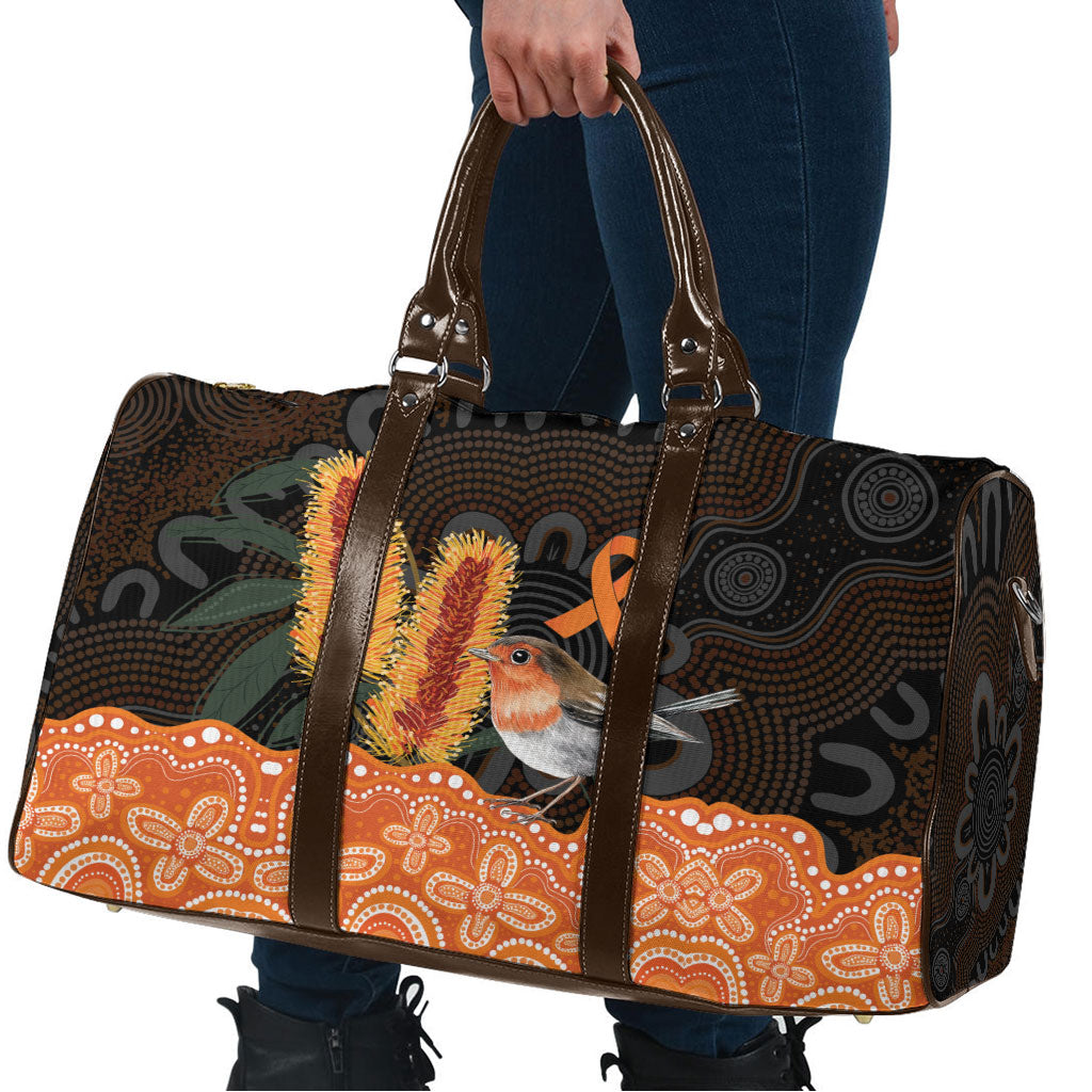Australia Leukemia Support Travel Bag Flame Robin Bottlebrush Aboriginal Art