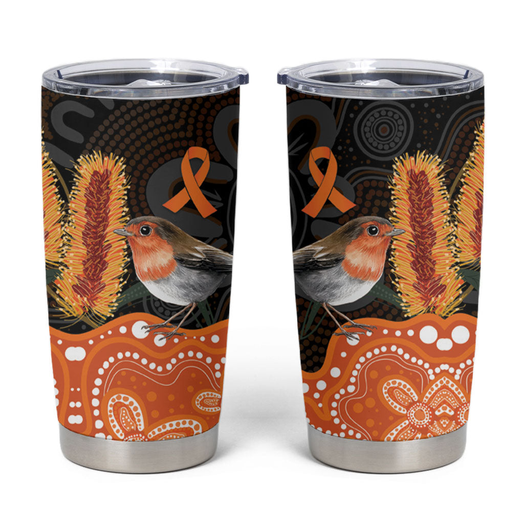 Australia Leukemia Support Tumbler Cup Flame Robin Bottlebrush Aboriginal Art