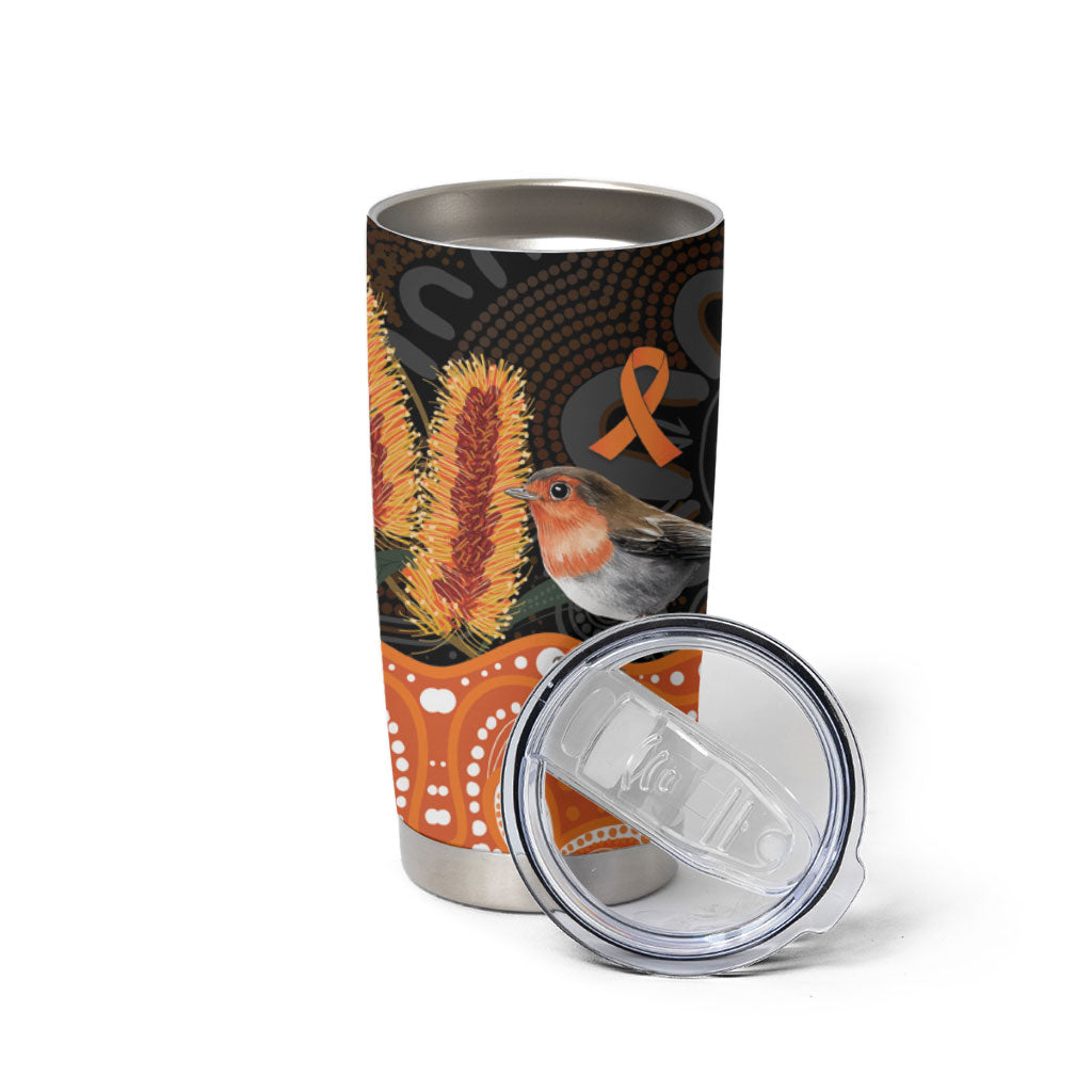 Australia Leukemia Support Tumbler Cup Flame Robin Bottlebrush Aboriginal Art