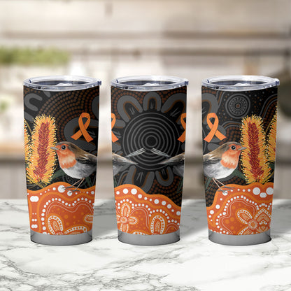Australia Leukemia Support Tumbler Cup Flame Robin Bottlebrush Aboriginal Art