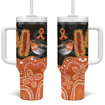 Australia Leukemia Support Tumbler With Handle Flame Robin Bottlebrush Aboriginal Art