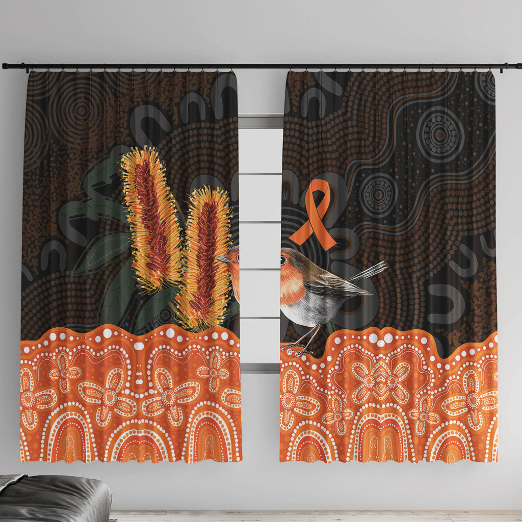 Australia Leukemia Support Window Curtain Flame Robin Bottlebrush Aboriginal Art