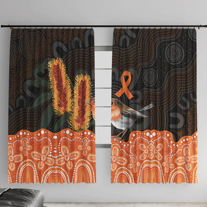 Australia Leukemia Support Window Curtain Flame Robin Bottlebrush Aboriginal Art