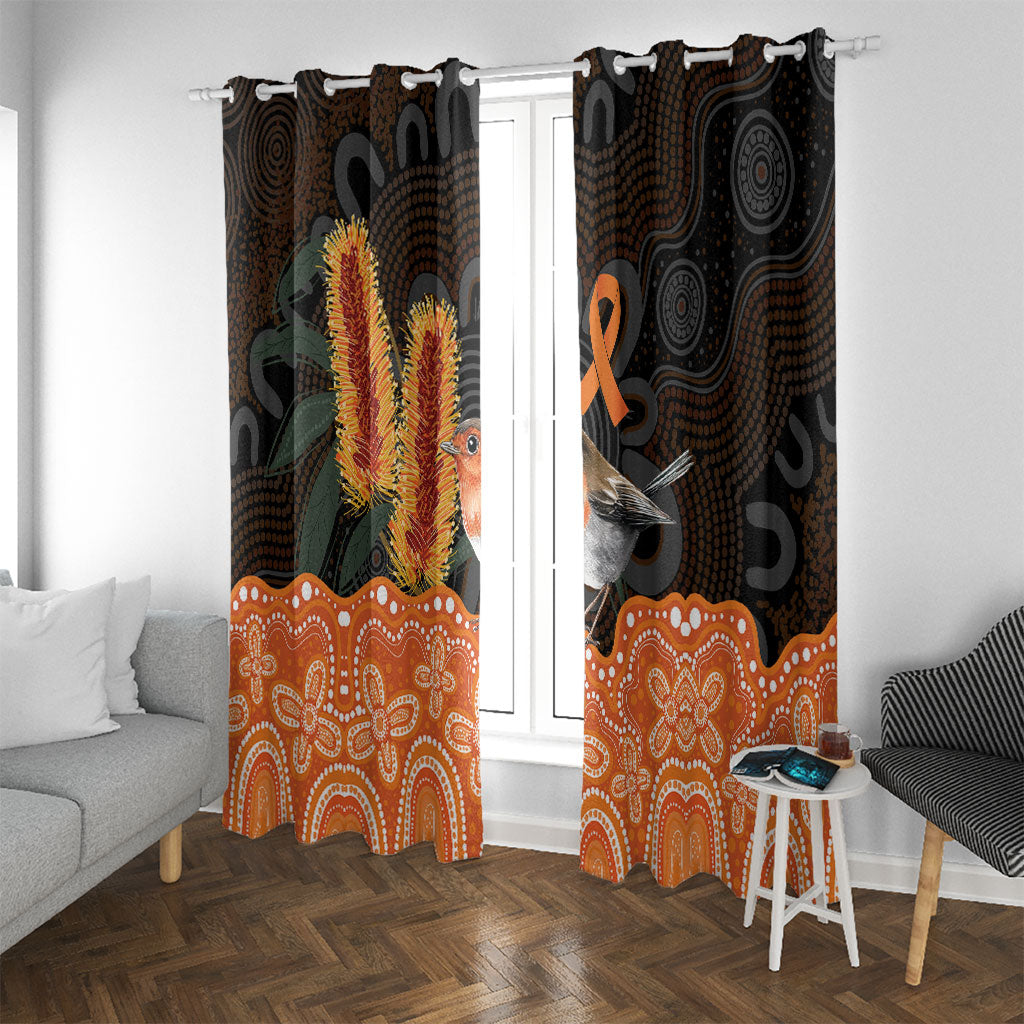 Australia Leukemia Support Window Curtain Flame Robin Bottlebrush Aboriginal Art