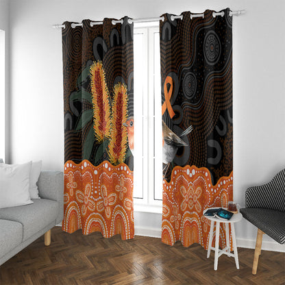Australia Leukemia Support Window Curtain Flame Robin Bottlebrush Aboriginal Art