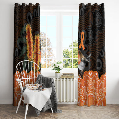 Australia Leukemia Support Window Curtain Flame Robin Bottlebrush Aboriginal Art