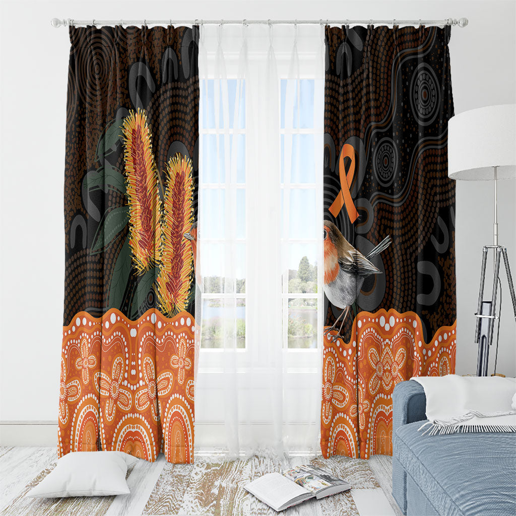 Australia Leukemia Support Window Curtain Flame Robin Bottlebrush Aboriginal Art