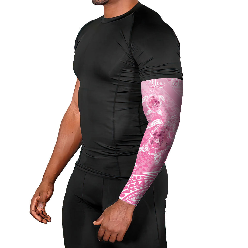 Personalised Polynesia Breast Cancer Support Arm Sleeves No One Fights Alone Turtle Ribbon Pink