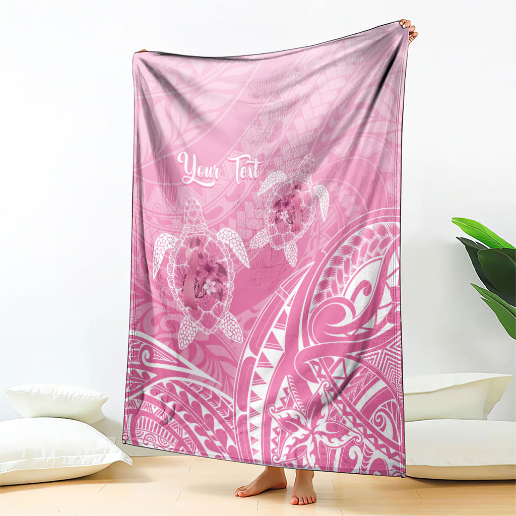 Personalised Polynesia Breast Cancer Support Blanket No One Fights Alone Turtle Ribbon Pink