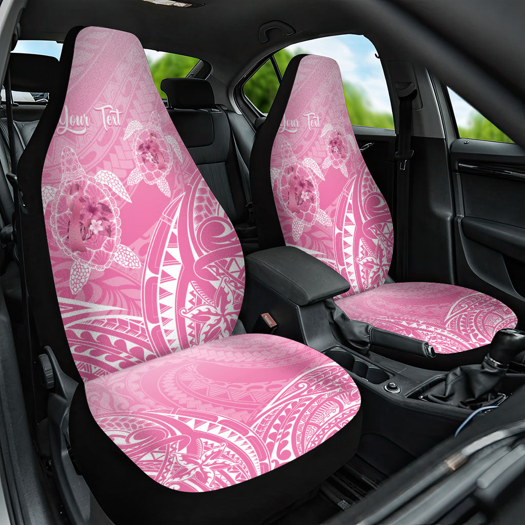 Personalised Polynesia Breast Cancer Support Car Seat Cover No One Fights Alone Turtle Ribbon Pink