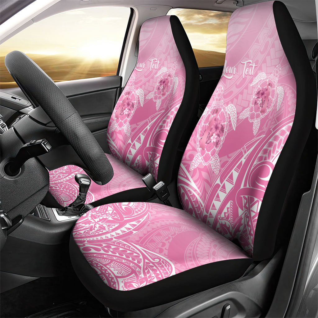 Personalised Polynesia Breast Cancer Support Car Seat Cover No One Fights Alone Turtle Ribbon Pink