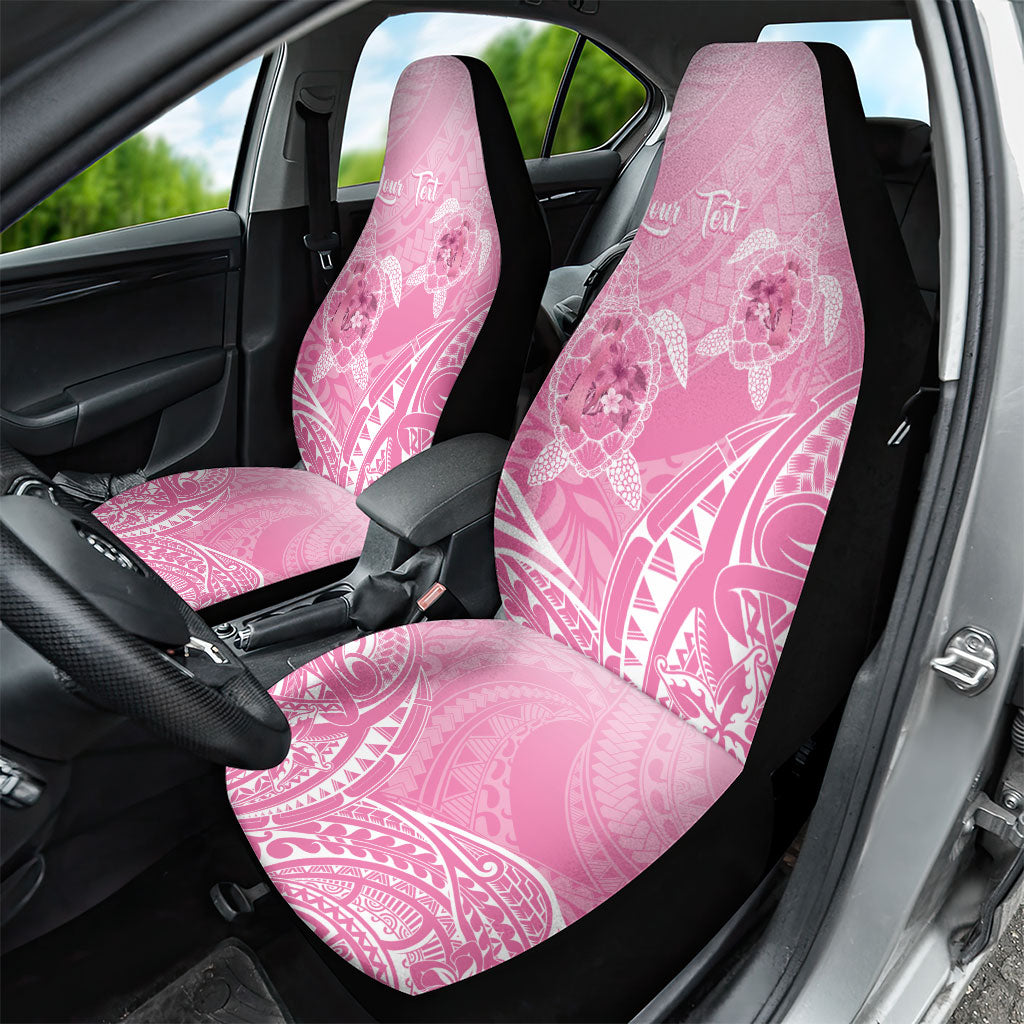 Personalised Polynesia Breast Cancer Support Car Seat Cover No One Fights Alone Turtle Ribbon Pink