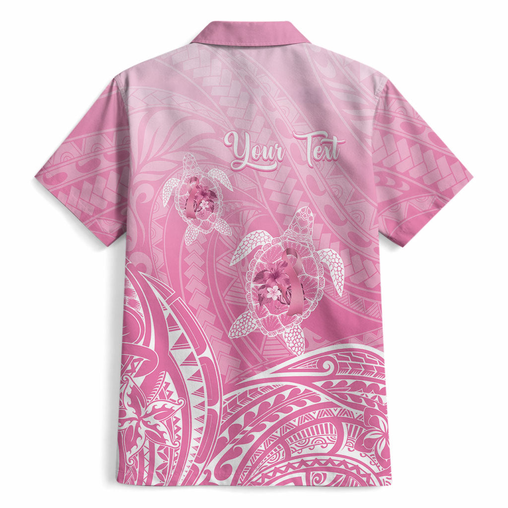 Personalised Polynesia Breast Cancer Support Hawaiian Shirt No One Fights Alone Turtle Ribbon Pink