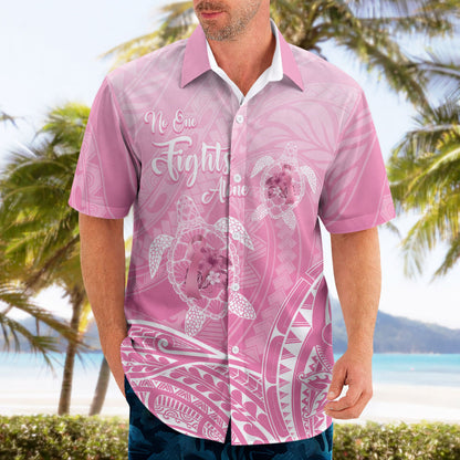Personalised Polynesia Breast Cancer Support Hawaiian Shirt No One Fights Alone Turtle Ribbon Pink