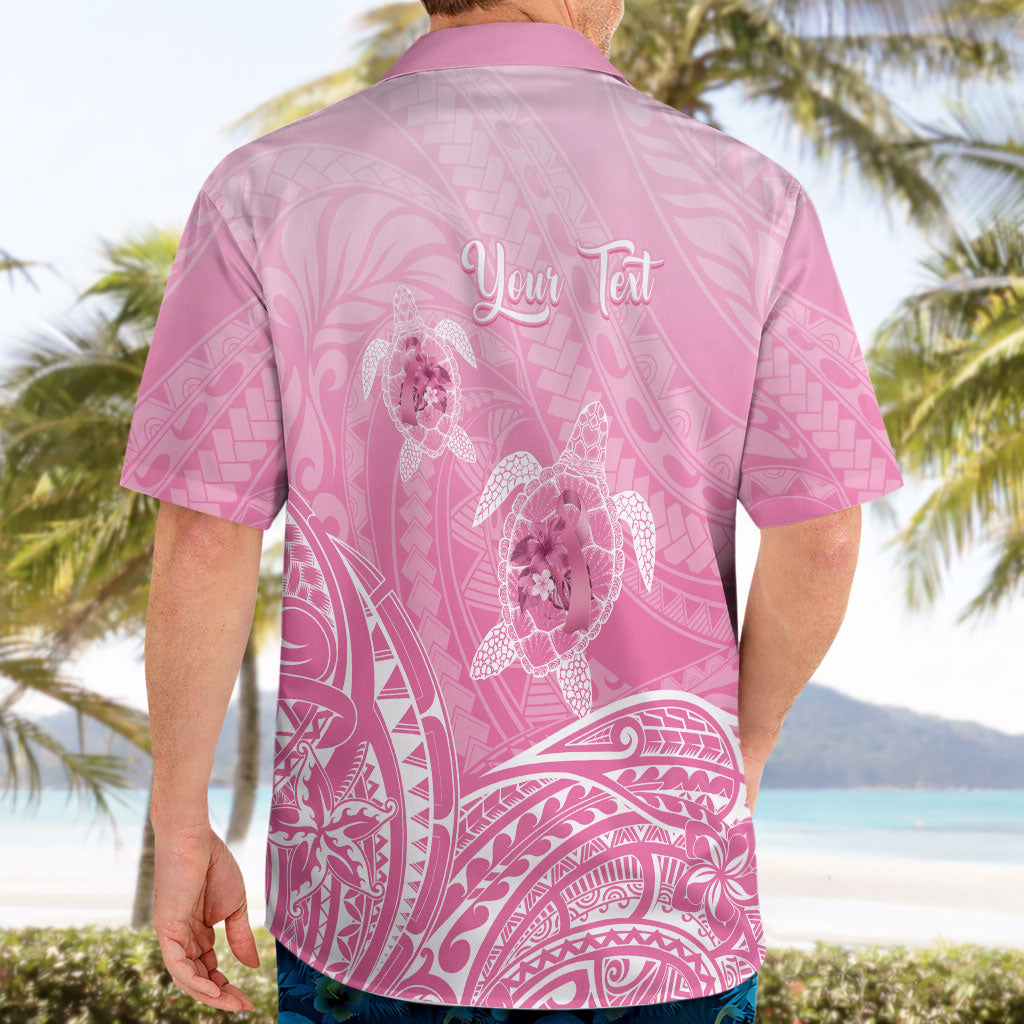 Personalised Polynesia Breast Cancer Support Hawaiian Shirt No One Fights Alone Turtle Ribbon Pink