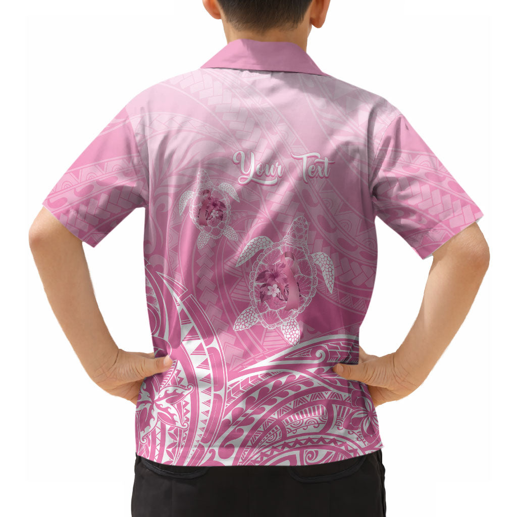 Personalised Polynesia Breast Cancer Support Hawaiian Shirt No One Fights Alone Turtle Ribbon Pink