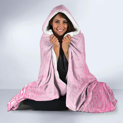 Personalised Polynesia Breast Cancer Support Hooded Blanket No One Fights Alone Turtle Ribbon Pink