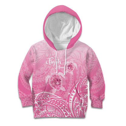 Personalised Polynesia Breast Cancer Support Kid Hoodie No One Fights Alone Turtle Ribbon Pink